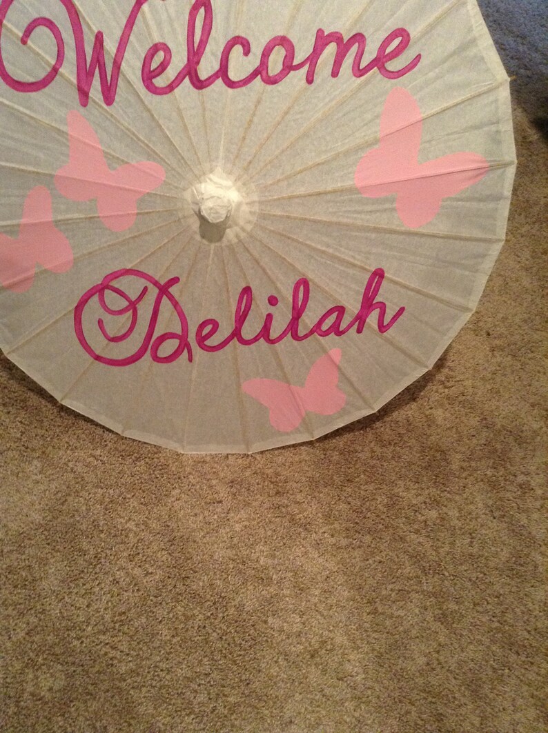 Baby Shower Decoration Welcome Parasol with butterflies