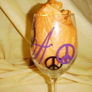 Wine Glass with Peace Signs image 2