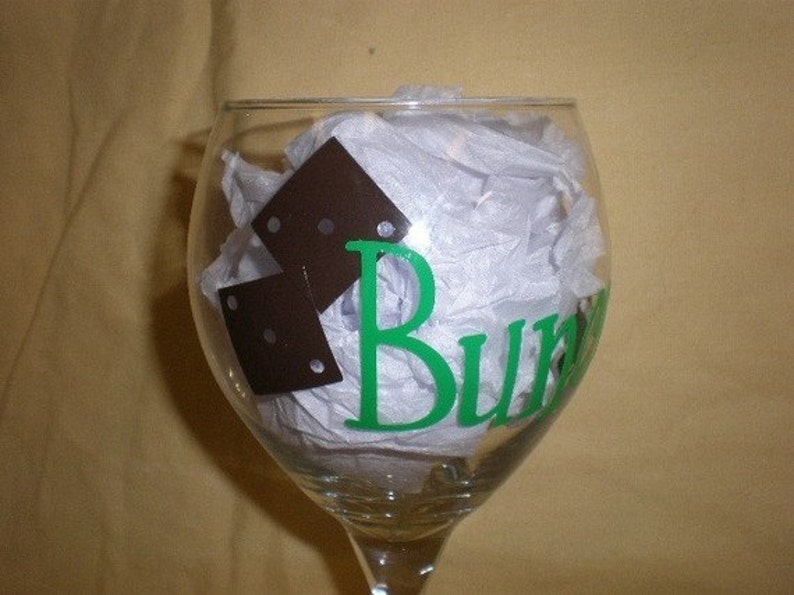 Bunco Wine Glass with Dice and Personalized image 3