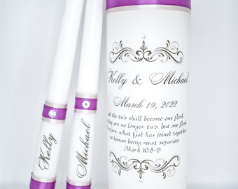 And the Two Shall Become Swirls with Gems Wedding Unity Candle