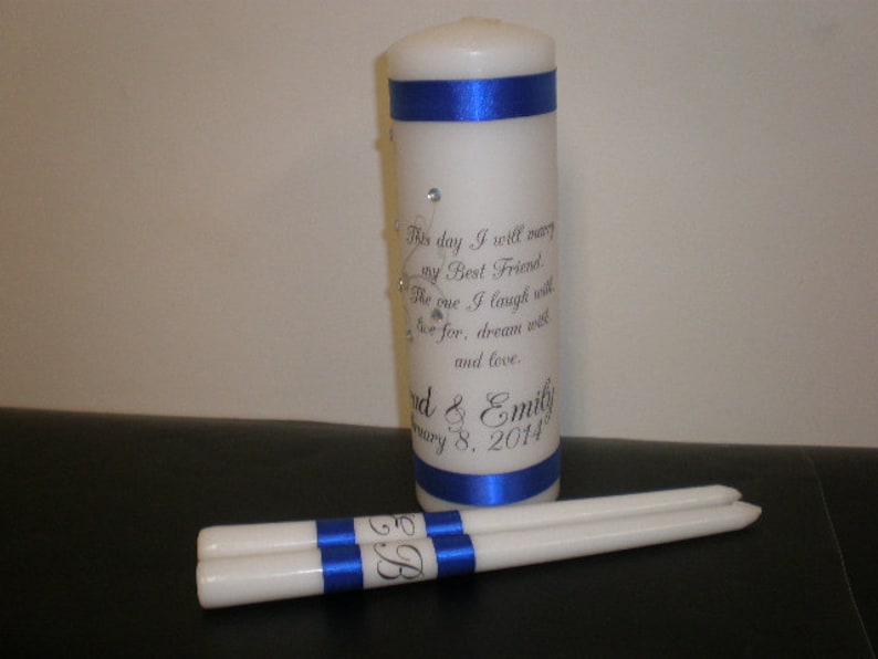 Unity Candle Set With Swirls and Gem Choice of Verse - Etsy