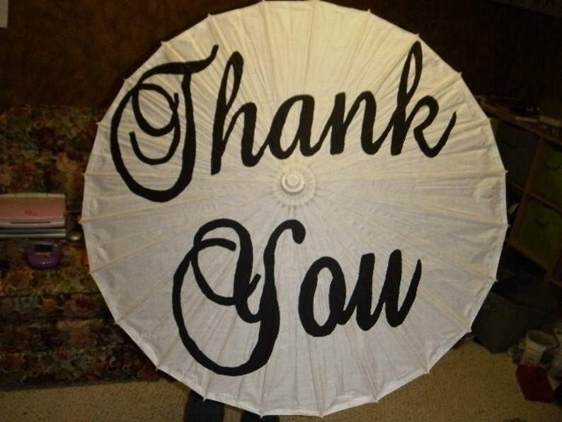 Large Thank you handpainted parasol image 2