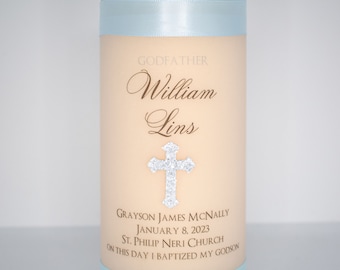 Godparent candle with glitter cross