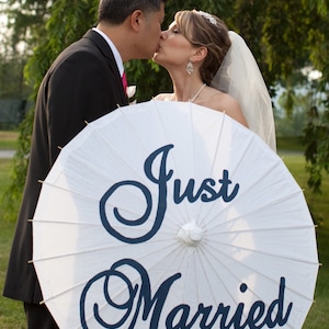 Just Married Painted Parasol for wedding photographs