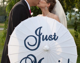 Just Married Painted Parasol for wedding photographs