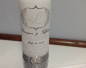 Wedding Unity Candle set large monogram and bling out theme