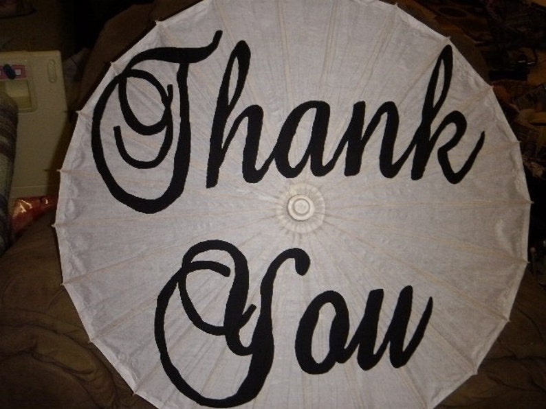 Large Thank you handpainted parasol image 4