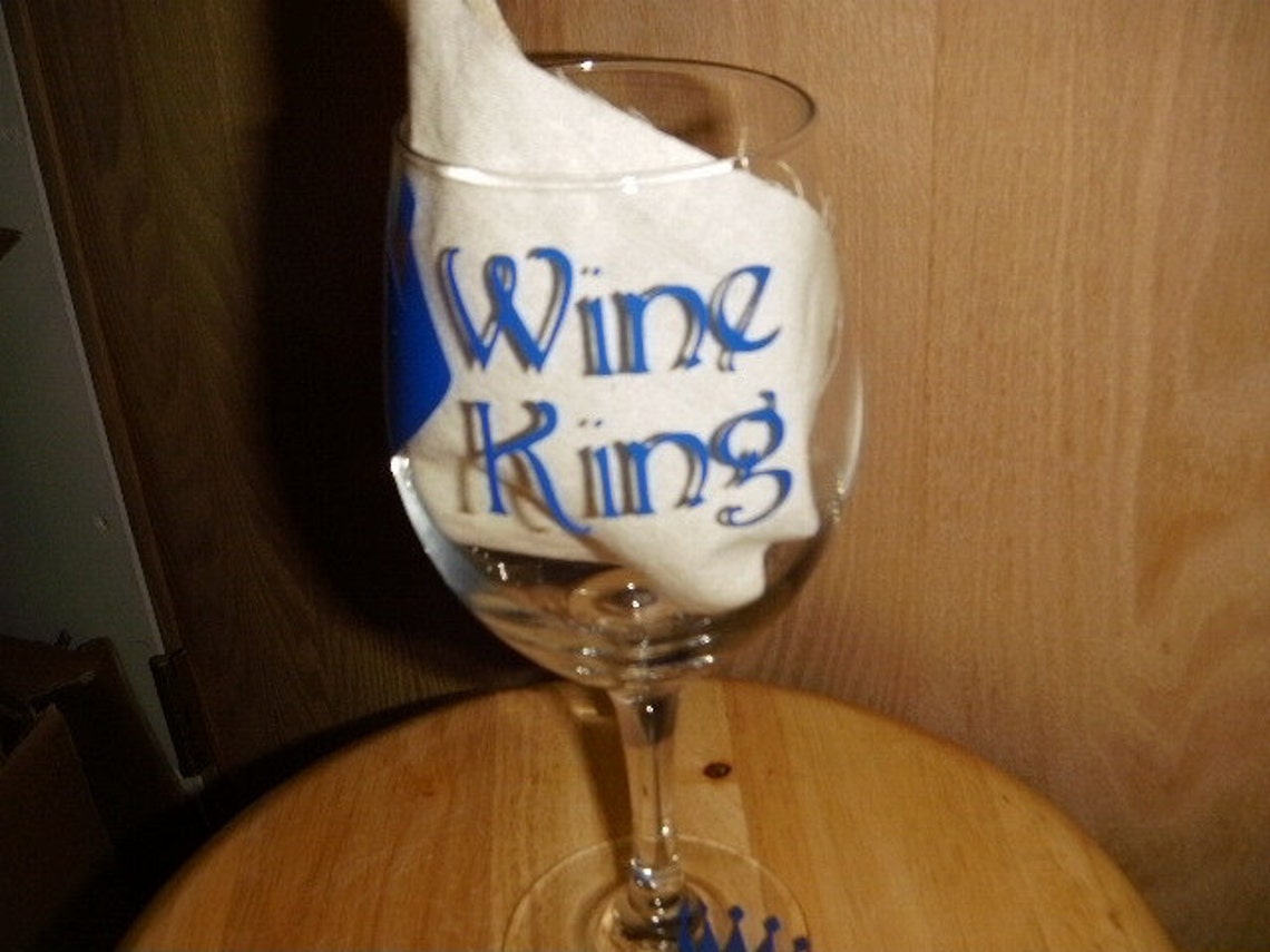Wine King Wine Glass With Crown Etsy