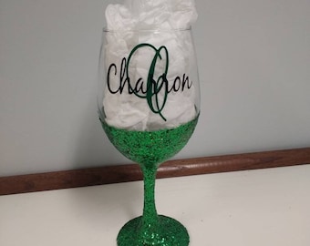 Glitter Wine Glass with monogram