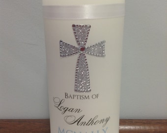 Baptism candle Large Gem Cross