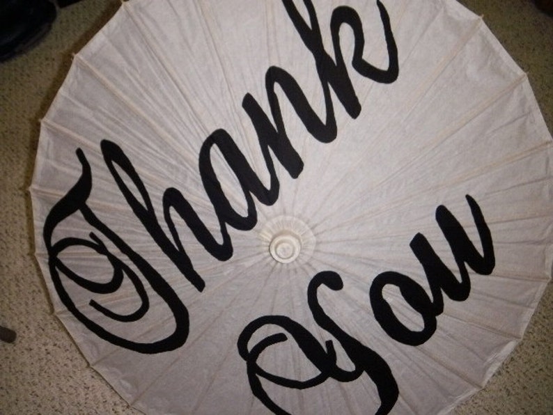 Large Thank you handpainted parasol image 3