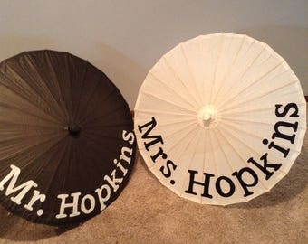 second line wedding parasols mr and Mrs