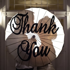 Large Thank you handpainted parasol image 1