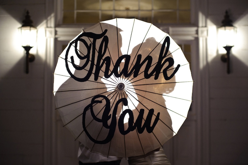 Large Thank you handpainted parasol image 1