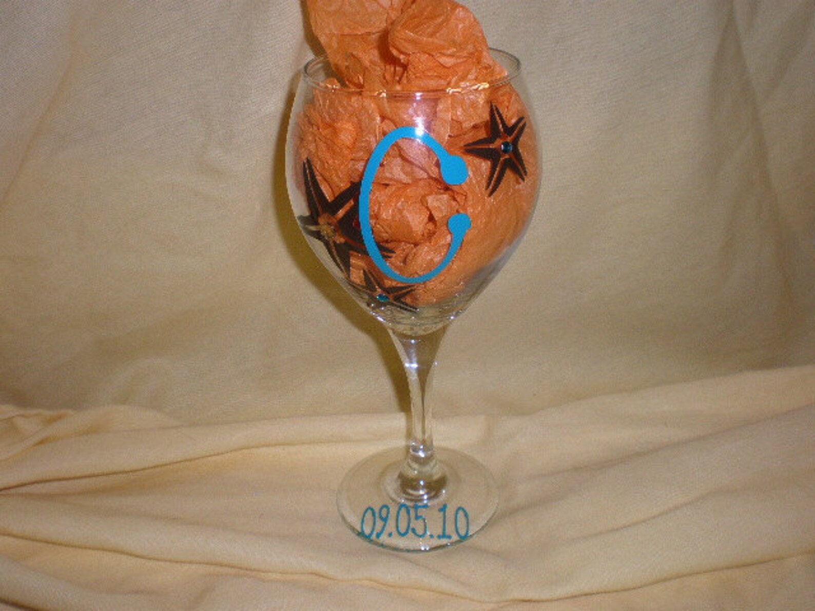 Personalized Seashell and Starfish Wine Glass Etsy