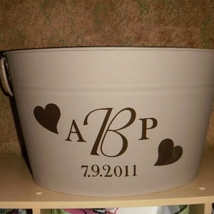 Large Metal Bucket personalized with Hearts