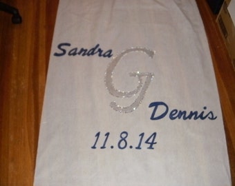 Rhinestone Monogram with names and date Wedding Aisle Runner