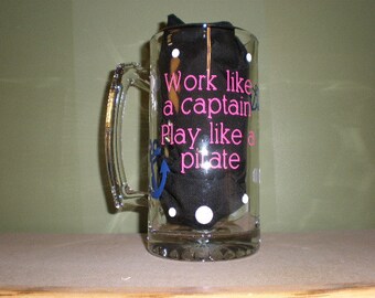 Work like a captain Beer mug with polka dots and anchors