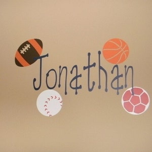 Sports Balls with Name wall vinyl decal