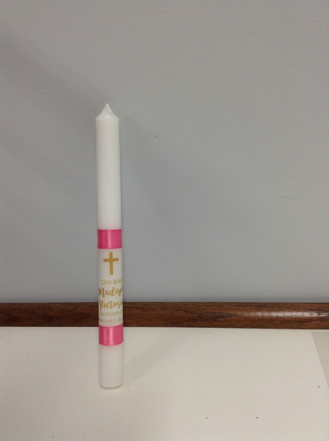 God Bless Baptism Taper Candle With Cross Etsy