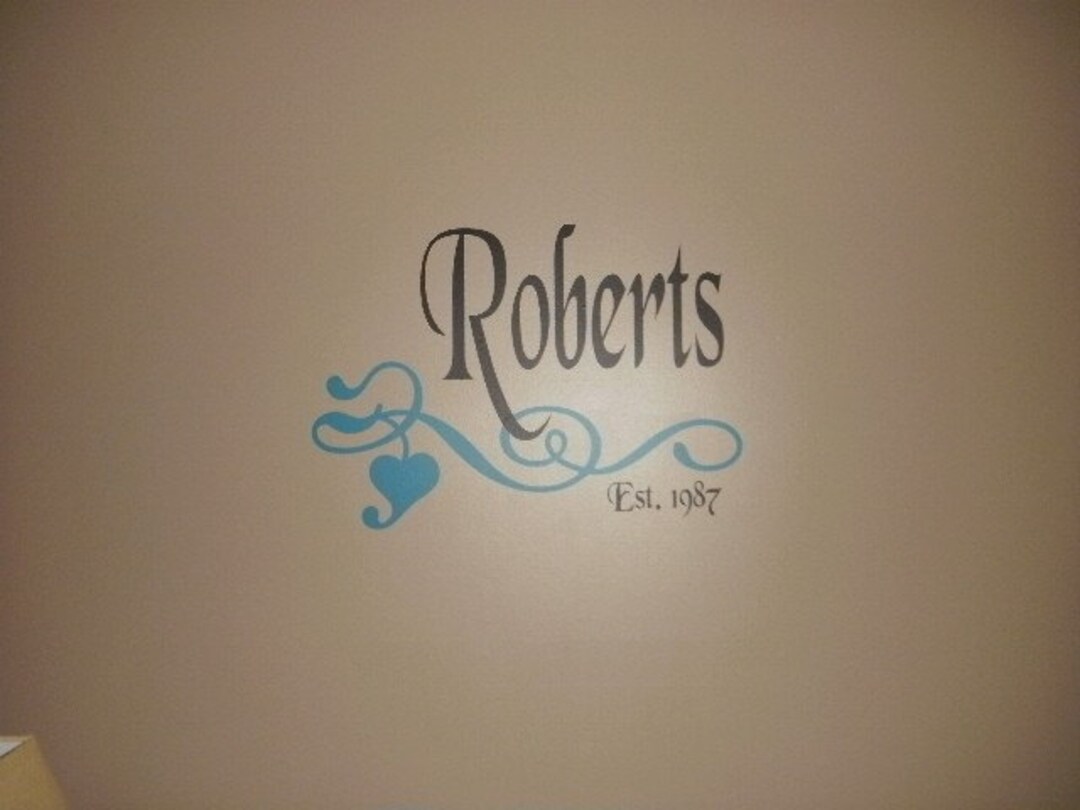 Personalized Name With Heart Scroll Wall Vinyl Decal - Etsy