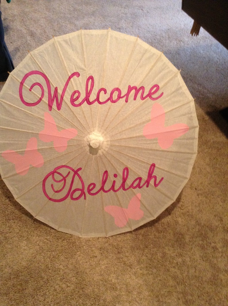Baby Shower Decoration Welcome Parasol with butterflies