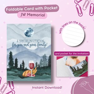 Invitación conmemorativa de JW: tarjeta plegable especial con bolsillo | Imprimible y descarga instantánea