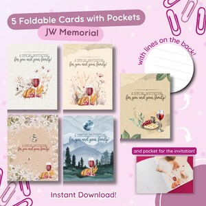 Juego de invitaciones conmemorativas de JW: 5 tarjetas plegables con bolsillos | Imprimible y descarga instantánea