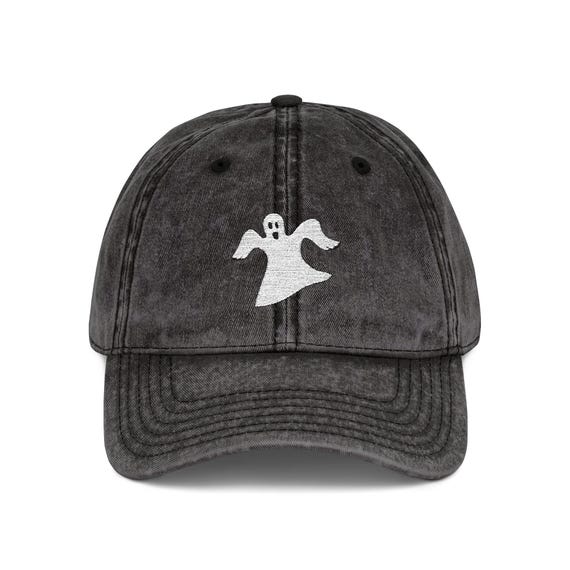 Black and Gray Cap with Ghost Decoration Ghost Baseball Cap - Etsy main image 3