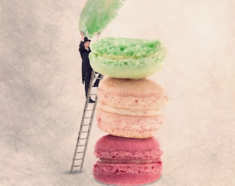 Macaron print, funny food art, Paris Macaron, French Patisserie, Macaroon, Macaron, Kitchen decor, Kitchen Decor, French macaron