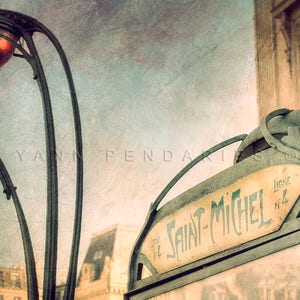 Paris wall decor, Paris Saint Michel, Paris Metro Photo, Paris Photography, Paris Metro decor, industrial decor, industrial wall art