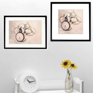 Steampunk Clock print, funny prints, Watch, wall decor, pocket watch, antique pocket watch, pocket watch print, steampunk watch image 2