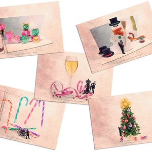 10 cartes postales de Noël, Carte de voeux humoristique, Carte de Noël fun, set de cartes de voeux de Noël, jeu de cartes de Noël