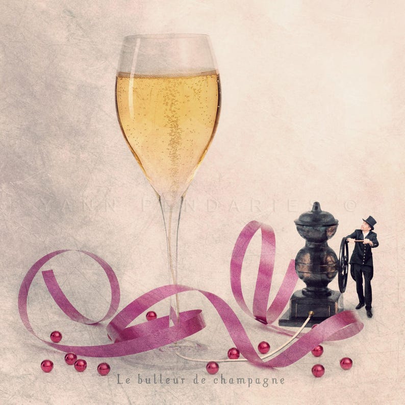 Champagne photography print, funny food art, Champagne Glasses, Living room decor, Wedding, kitchen decor, champagne flutes image 1