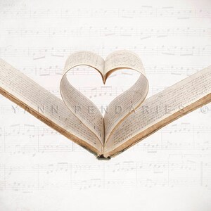 wedding gift, Mom Gift for Wife, Girlfriend Gift for Her,Heart music book, , Sheet music, Heart shaped pages, Valentine, Valentine's day image 1