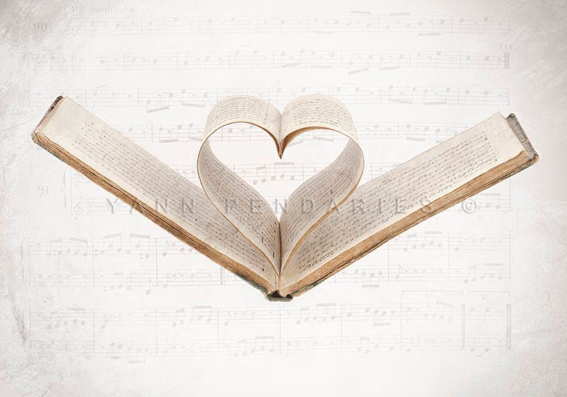 wedding gift, Mom Gift for Wife, Girlfriend Gift for Her,Heart music book, , Sheet music, Heart shaped pages, Valentine, Valentine's day image 1