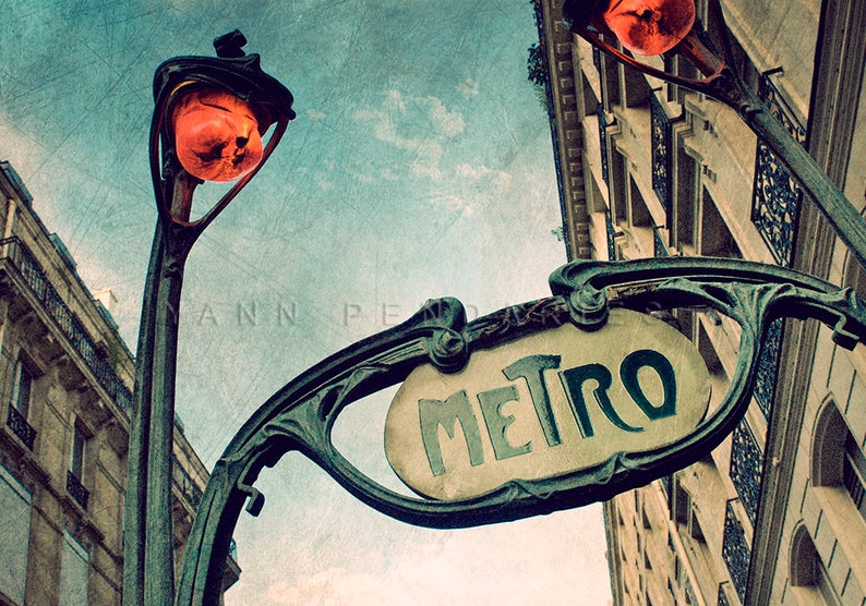 Paris France, Paris Photo, Photography Paris, Metro Sign, industrial design, Paris Metro decor, steampunk decor, steampunk art, steampunk image 1