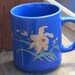 Vintage Blue Coffee Mug Cup with Metallic Flowers, Made in Japan Vintage Mug for Coffee or Tea, Beautiful Floral Coffee Mug