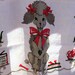 Vintage Mid Century Poodle Tea Towel, Vintage Poodle Dog with Red Bows Kitchen Tea Towel, Mid Century Gray Poodle Puppy