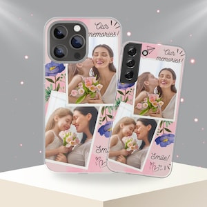 Personalized Collage Phone Case, Floral Picture Phone Case, Custom Photo Phone Case, Mother & Daughter Photo Collage iPhone and Samsung Case