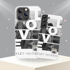 Monochrome Simple Elegant Love Photo Collage, Photo Collage Phone Case, Custom Photo Phone Case, Photo Collage iPhone and Samsung Case