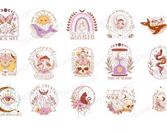 Boho Mystical PNG Sublimation Bundle: Designs & Graphics (Digital Download)