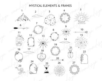 Hand Drawn Mystic & Celestial Bundle, Astronomy, Hand Drawn Mystic and Celestial Bundle, Mystic Celestial Bundle, Silhouette Cameo 4, Cricut