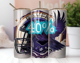 Raven Football Tumbler Wrap PNG: Mascot Sublimation Design (Digital Download)