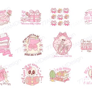 Coquette Book PNG Sublimation Bundle: Vintage Booklover Clipart (Digital Download)
