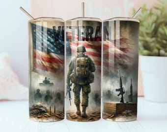 Veteran Memorial Day Tumbler Wrap: 20oz Skinny Sublimation (Digital Download PNG)