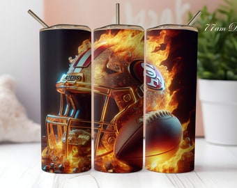 49ers Tumbler Wrap PNG: Football Mascot, Sport Sublimation (Digital Download)