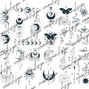 Hand Drawn Mystical Moon Collection, Celestial Moon Bundle, Moon Design Collection, Magic Svg Png Bundle, Witches Svg Png, Moon Girls Png