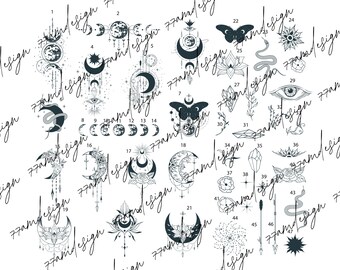 Mystical Moon SVG PNG Bundle: Celestial Witch Designs (Digital Download)
