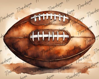 Watercolor Football Clipart: Neutral Colors PNG (Digital Download)
